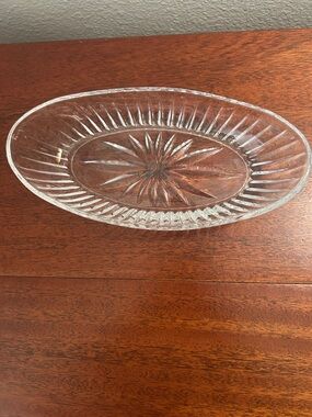 Vintage Princess House Highlights Pattern Lead Crystal Oval Serving Dish